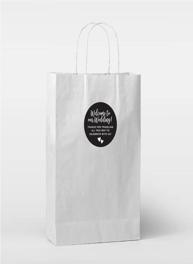 Andaz Press Out of Town Bags Round Circle Gift Labels Stickers, Welcome to Our Wedding Thanks for Traveling to Celebrate with Us, Black, 40-Pack, for Destination OOT Gable Boxes - Image 3